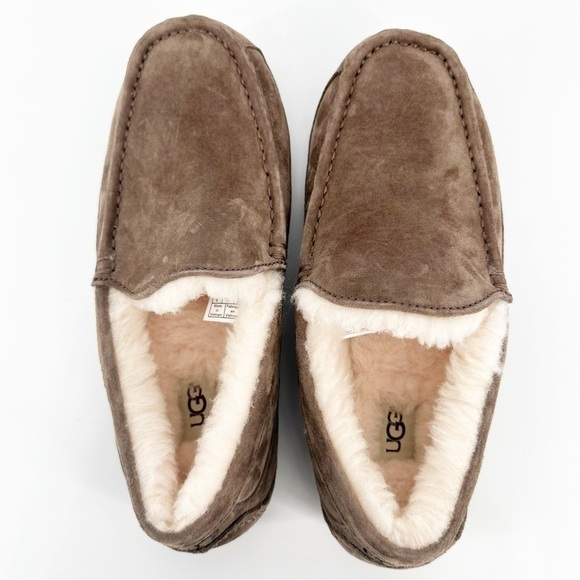 UGG Mens Australia 5775 Ascot Chestnut Brown Suede Sheepskin Slippers Shoes - Picture 8 of 8